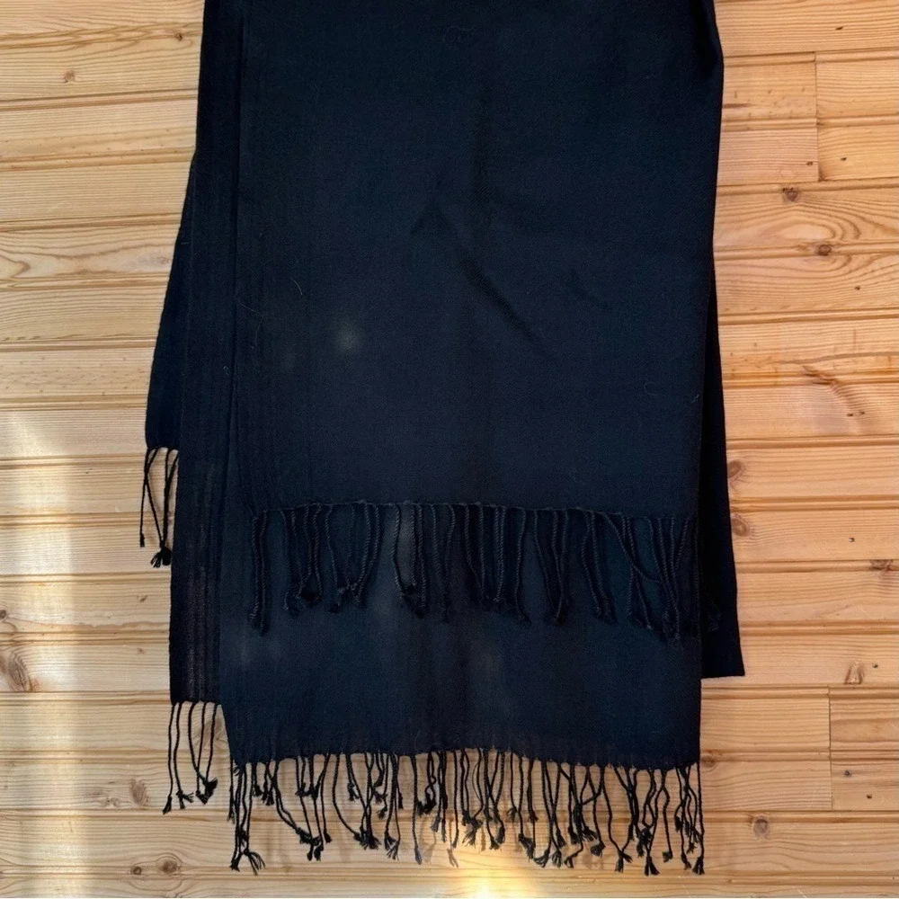 Sacred Threads Scarf Wool Black Fringe Witchy Whimsigoth Luxury Boho 29
